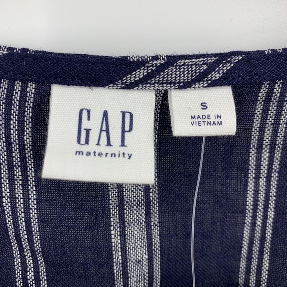 Gap Maternity Striped Linen Blend Faux Wrap Top Sz S - Picture 4 of 10
